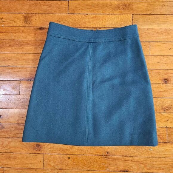 J. Crew Wool Green Chic Classic Pencil Skirt Career Office Size 2 - Picture 1 of 7